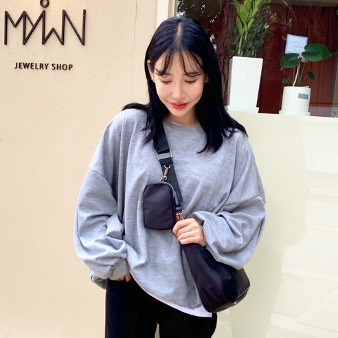 박시 무지 맨투맨 티셔츠 7651