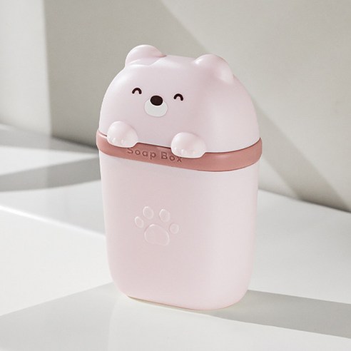 살림제작소 휴대용 곰돌이 비누케이스, 1개, 핑크