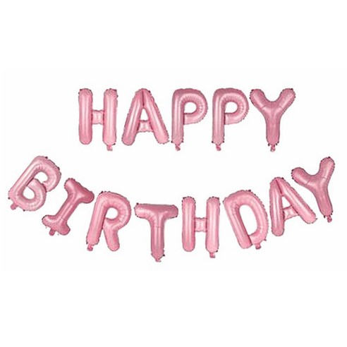HAPPY BIRTHDAY 생일파티 풍선 세트, 핑크, 2세트