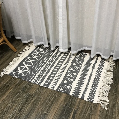 마켓에이 린넨 북유럽패턴 태슬 카펫 매트, TYPE 04