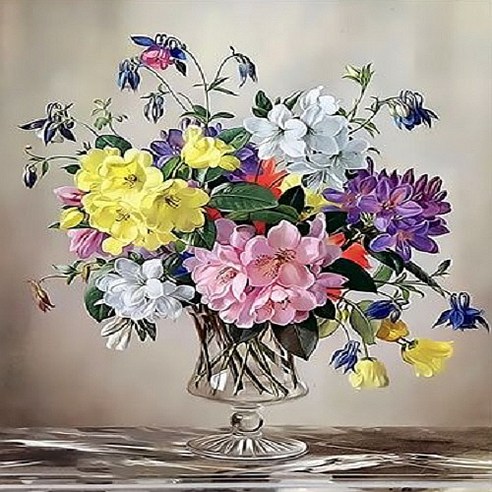 피포페인팅 정물화 그리이 DIY 40 x 50 cm, Q4016 꽃정물화