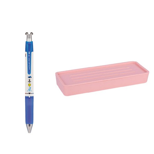 유니볼 RE 지워지는 볼펜 3색 3타입 0.5mm + 델리 누사인 2단 펜트레이 세트, 도날드(볼펜), 핑크(펜트레이), 1세트