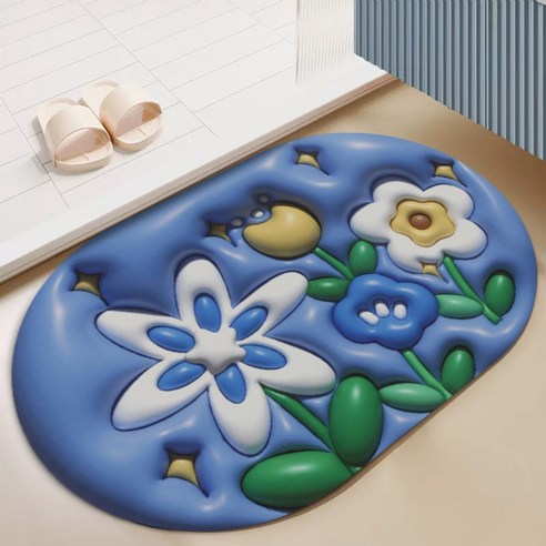 BRINCH 빨아쓰는 3D 입체 디자인 규조토 논슬립 발매트, 타입5901-40