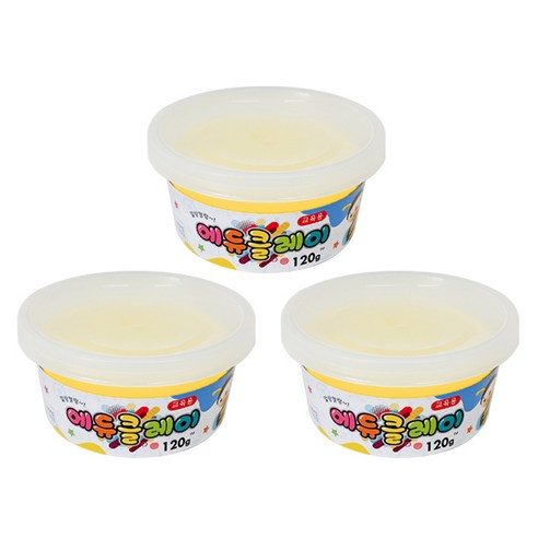에듀클레이 낱색 3p, 형광노랑, 120g, 3개