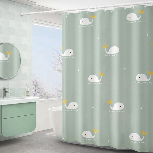 플로즈 홈 욕실 사이즈별 귀여운 샤워 커튼 A02 80 x 180 cm, 1개