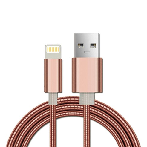 메탈 스테인레스 USB 라이트닝 8핀 고속 충전 케이블, 로즈골드, 1개