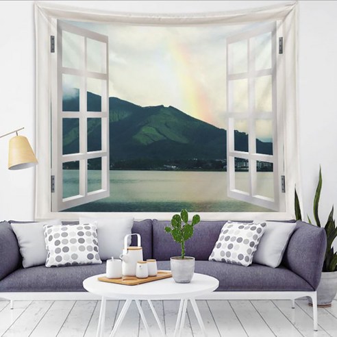 알럽홈 유니크 자연 풍경 태피스트리 얇은원단, TYPE5