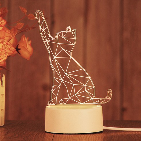 지니샵 usb 아크릴 3d 무드등, 22 행운의 고양이