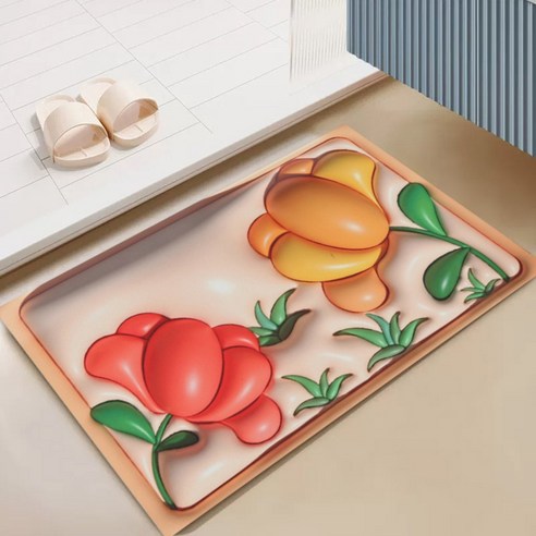 BRINCH 빨아쓰는 3D 입체 디자인 규조토 논슬립 발매트, 타입5901-28
