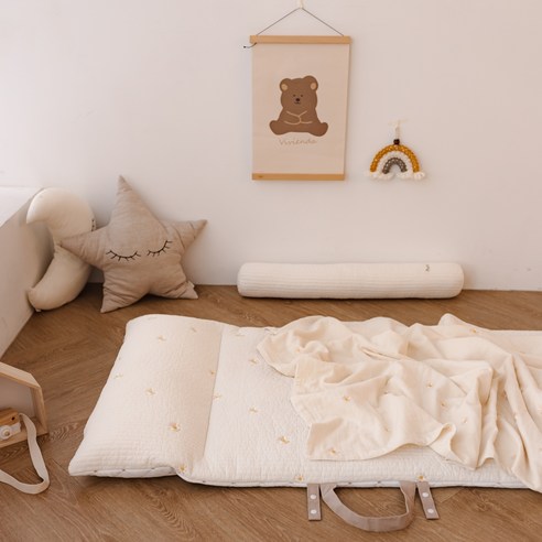 비비엔다 순수 아이싱 듀엘낮잠이불+패드+4중거즈블랭킹 세트 분리형, 데이플라워