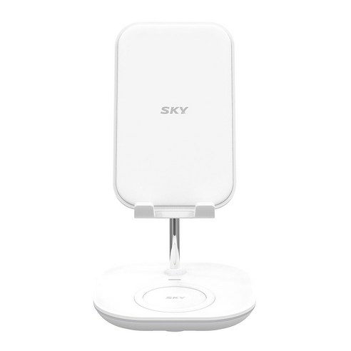스카이 필 2in1 각도조절 무선충전기 LED 스마트폰 태블릿 거치대 W32 SKY-W32, 화이트, 1개