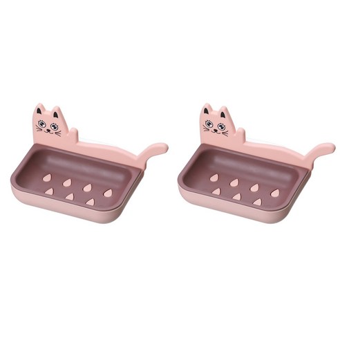 하이캣 비누 받침대, 핑크, 2개