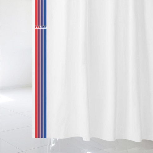 수풀 북유럽 스타일 샤워커튼 SC712 L 1800 x 1880 mm + 스테인리스 고리 12p + 커튼봉 화이트 세트, 1SET_KOR