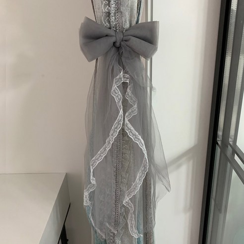 루비코코 레이스 프릴 리본 커튼타이백 20 x 60 cm, 그레이 싱글, 1개