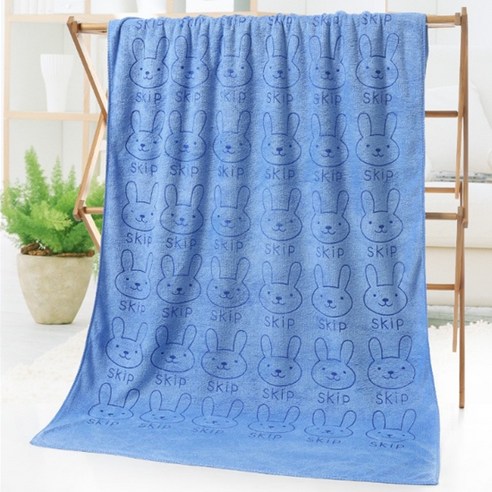 소니오 래빗앤베어 극세사 바스 비치타월 70 x 140 cm, 03 블루래빗, 1개