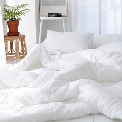 스코홈 면 해피시리즈 차렵이불 + 베개커버 세트, 해피화이트