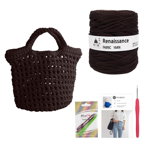 yarna 르네상스 데일리백 DIY 패키지, 진밤(실), 랜덤발송(코바늘), 1세트