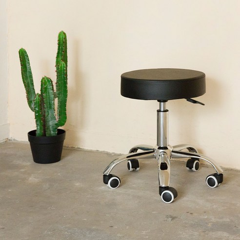 가구느낌 원형스툴 이동형, 그레이