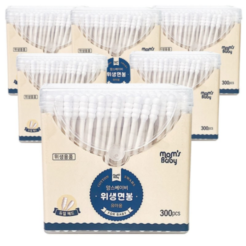 맘스베이비 유아용 위생면봉, 300개입, 6개