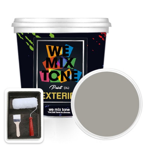 WEMIXTONE 외부용 EXTERIOR 페인트 3L + 붓 + 로울러 + 트레이 세트, WMT0035P01(페인트), 1개