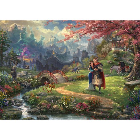 뮬란 벚꽃나무 아래서 피어나는 사랑 직소퍼즐 KD-1000-006 + 그림 엽서(랜덤) + 품질보증서, 혼합색상, 1000피스