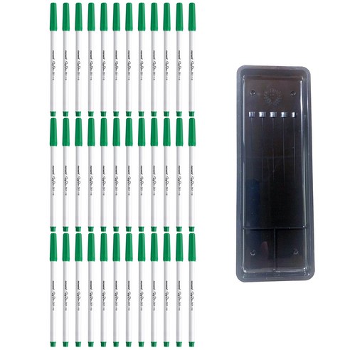 모나미 SP 351 사인펜 36p + 매표 펜 접시 C형 세트, 녹색(사인펜), 검정색(펜접시), 1세트