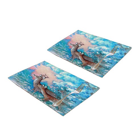 윈터산타 린넨 테이블 플레이스 매트 2p, 06, 45 x 32 cm