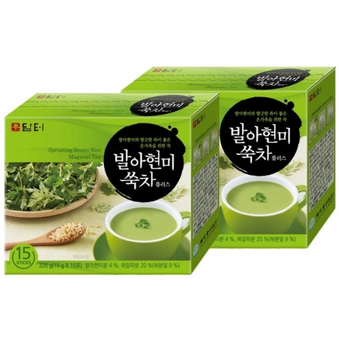담터 발아현미 쑥차 플러스, 15g, 15개입, 2개