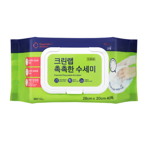 크린랩 촉촉한 수세미 40매, 40개입, 1개