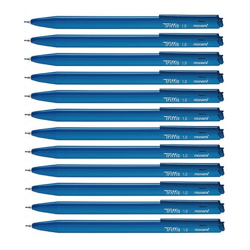 모나미 트리피스 삼각 볼펜 1.0mm, 12개, 블루