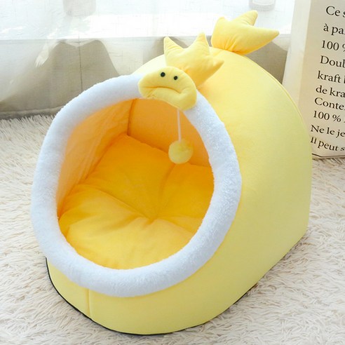 순잠 반려동물 귀여움 폭발 입체 디자인 하우스, 옐로우(하우스), 랜덤발송(바닥), 1개