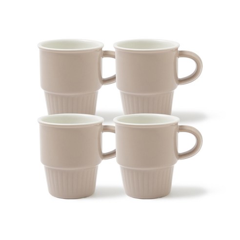 쓰임 비스트로 머그 375ml, 4개, 빈베이지