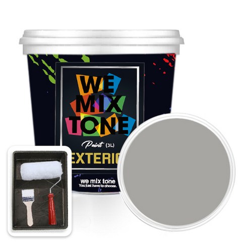 WEMIXTONE 외부용 EXTERIOR 페인트 3L + 붓 + 로울러 + 트레이 세트, WMT0017P01(페인트), 1개