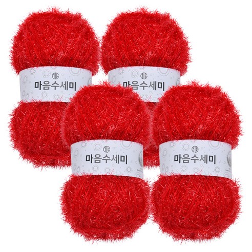 브랜드얀 마음 수세미 뜨개실 4p, 1 레드