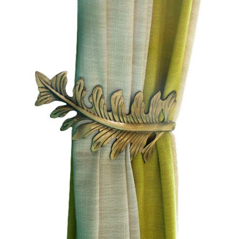 에덴스톨 커튼 후사고리 스틸 엔틱 나뭇잎 디자인, 그린, 1개
