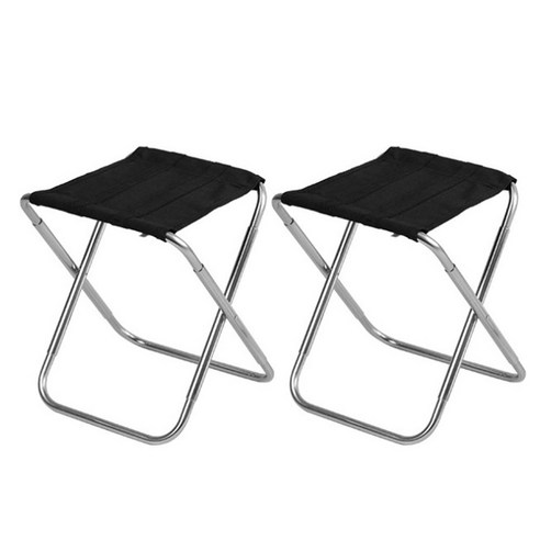 부스마켓 접이식 알루미늄 캠핑 의자, 블랙, 2개
