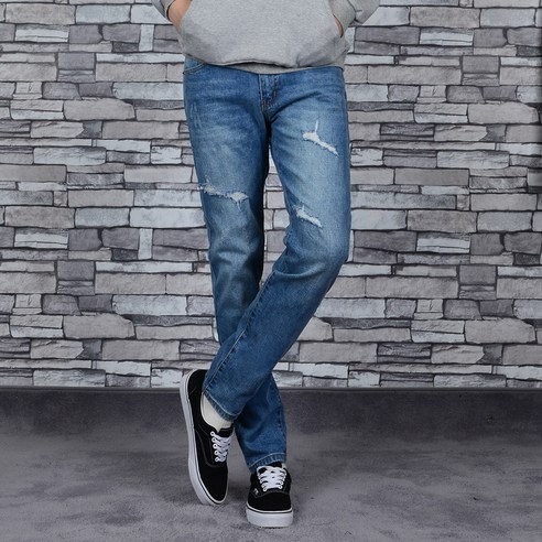 타운클로 남성용 스판브러쉬 데미지 청바지 J0205