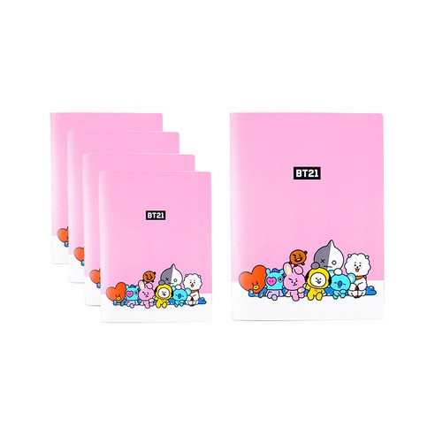 BT21 클리어 파일 20p, 핑크, 5개