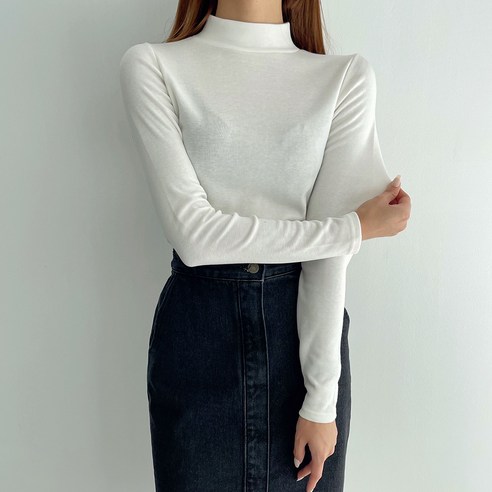 투데이앤룩 여성용 속기모 반목 긴팔 목폴라