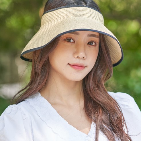 롸잇나우 벤딩 리본 라피아 썬캡