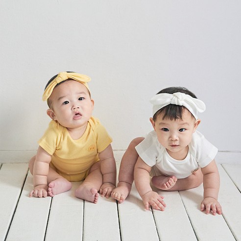 베이비앤아이 유아용 골지 모달 리본 헤어밴드 2종 세트