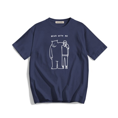 블루테 베어 프린팅 오버핏 반팔 티셔츠