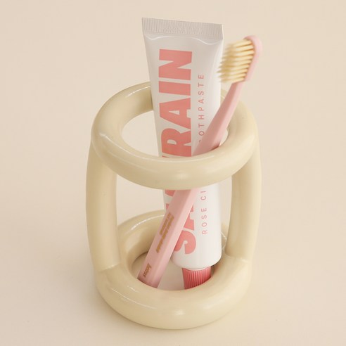 달팽이리빙 몽글몽글 칫솔꽂이 L, 크림 화이트, 1개