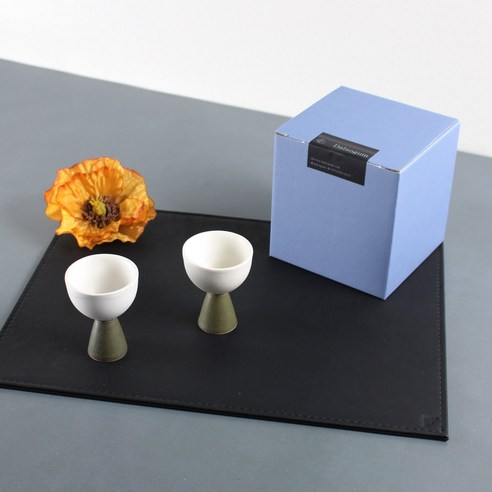 달소금 도자기 장구술잔 50ml x 2종 커플세트, 올리브, 1세트