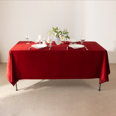 대성섬유 루핑 고급벨벳 식탁보, 레드, 특소(90 x 150 cm)