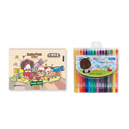 아트모아 소소펀 스케치북 20매 + 색연필 16색, 혼합색상, 1세트