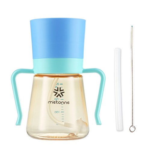 메똔느 PPSU M3 추 빨대컵 200ml, 블루, 1개