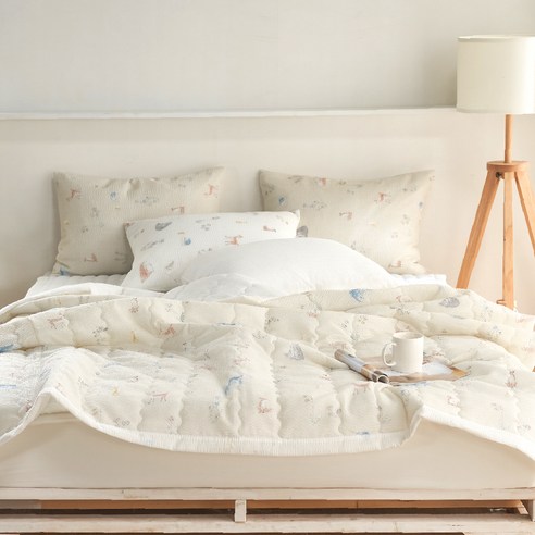 지베딩 웰컴밤비 스노우리플 여름 이불 + 베개커버 2p 세트 Q