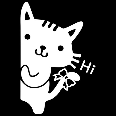 루키마켓 빼꼼 리본네옹 오 차량용 스티커, 화이트, 1개