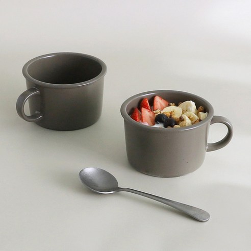 바이림 시리얼 머그컵 460ml, 딥브라운, 2개